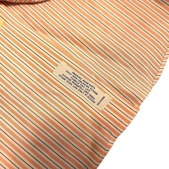 Brooks Brothers Men's Orange Striped Button-Down Shirt Size 15 - Picture 5 of 10